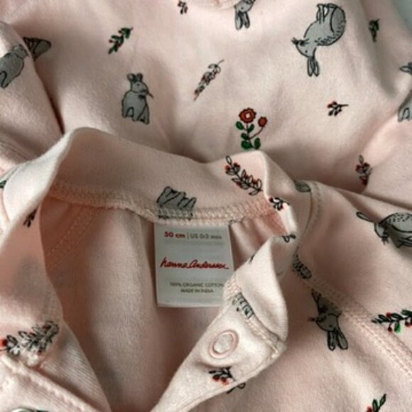 Hanna Andersson Footies Onsies Pink 0-3 months 50cm Bunny Rabbit Easter - Picture 4 of 5